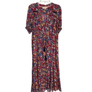 Nurture Westbound Floral Maxi Dress Red Blue Yellow Drawstring Medium M